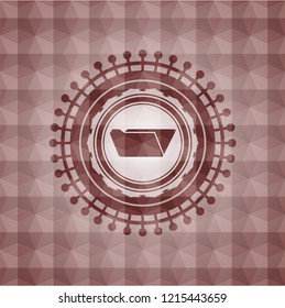 folder icon inside red seamless emblem or badge with abstract geometric polygonal pattern background.