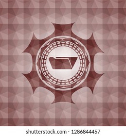 folder icon inside red seamless emblem with geometric background.