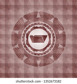 folder icon inside red seamless emblem with geometric pattern.