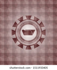 folder icon inside red seamless badge with geometric background.
