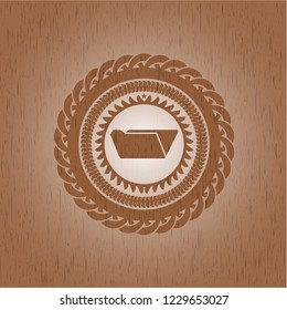 folder icon inside retro wooden emblem