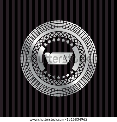 folder icon inside silver badge or emblem
