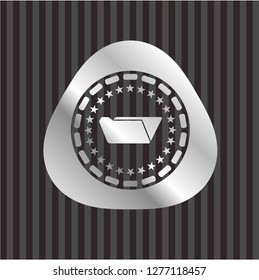 folder icon inside silver shiny emblem