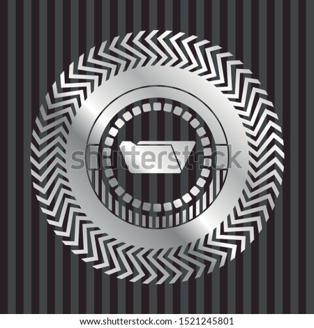 folder icon inside silver shiny badge
