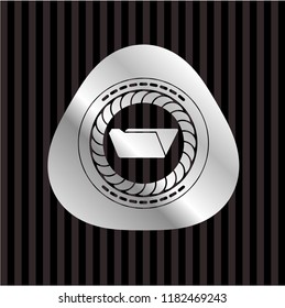 folder icon inside silvery badge or emblem