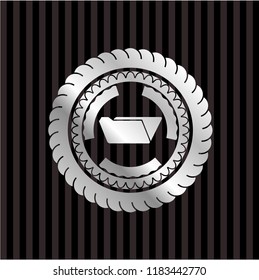 folder icon inside silvery emblem or badge