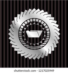 folder icon inside silvery emblem