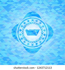 folder icon inside sky blue mosaic emblem