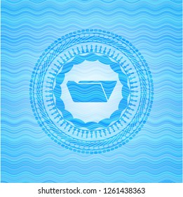 folder icon inside sky blue water badge background.