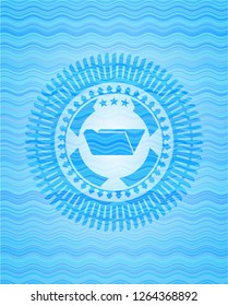 folder icon inside water wave concept badge background.