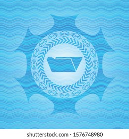 folder icon inside water wave concept badge.