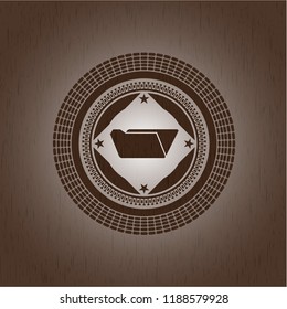 folder icon inside wooden emblem. Vintage.