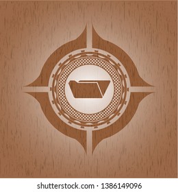 folder icon inside wooden emblem. Retro