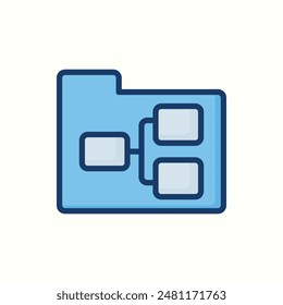 icono de carpeta, icono de esquema azul aislado