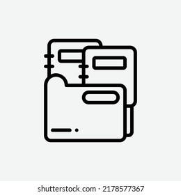  folder icon, isolated bookstore outline icon in light grey background, perfect for website, blog, logo, graphic design, social media, UI, mobile app