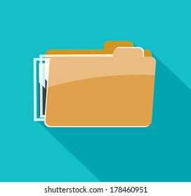 Folder icon, isolated on blue background
