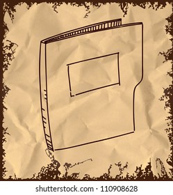 Folder icon isolated on vintage background. Hand drawing sketch vector illustration