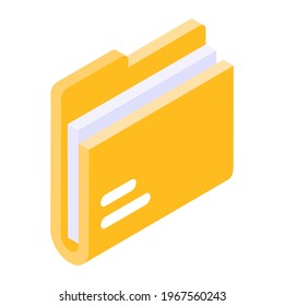 Folder icon in isometric style, archive containing documents