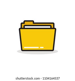 Folder Icon in Line Art Style Flat Design