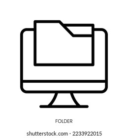 icono de carpeta. Diseño De Estilo De Arte De Línea Aislado En Fondo Blanco