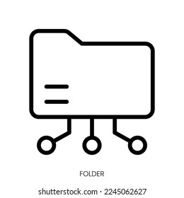 icono de carpeta. Diseño De Estilo De Arte De Línea Aislado En Fondo Blanco