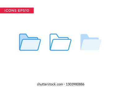 folder icon in line, outline, filled outline and flat design style isolated on white background. vector eps10