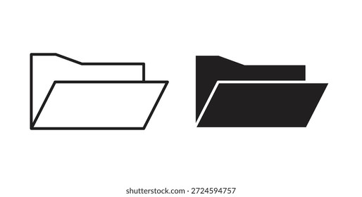 Icono de carpeta con versiones de línea y silueta.