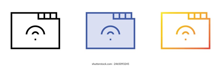 folder icon. Linear, Blue Fill and Gradient Style Design Isolated On White Background