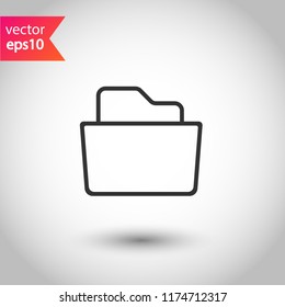 Folder icon. Linear folder vector sign. Thin folder icon. EPS 10 flat symbol