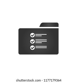 Folder Icon with list and checkmark in trendy flat style isolated on white background, for your web site design, app, logo, UI. Vector illustration,