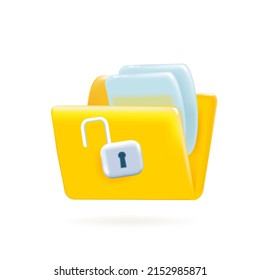 Folder icon with lock. 3ddesign. Vector illustration