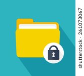Folder icon with lock. Flat design. Vector illustration