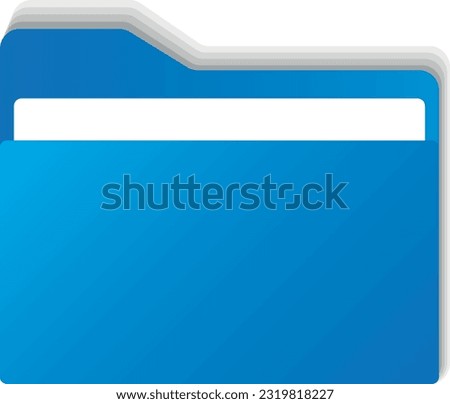 A folder icon or logo. A blue folder with white paper inside. Blue color with a gradient from dark to light. File explorer icon on the phone. Vector illustration.