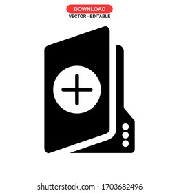 icono de carpeta o logotipo símbolo de signo aislado ilustración vectorial - iconos vectoriales de estilo negro de alta calidad
