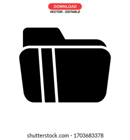 icono de carpeta o logotipo símbolo de signo aislado ilustración vectorial - iconos vectoriales de estilo negro de alta calidad
