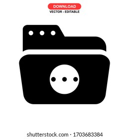 icono de carpeta o logotipo símbolo de signo aislado ilustración vectorial - iconos vectoriales de estilo negro de alta calidad
