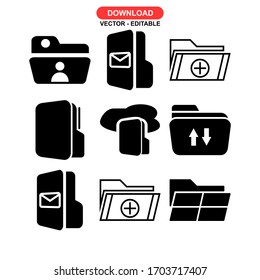 icono de carpeta o logotipo símbolo de signo aislado ilustración vectorial - Colección de iconos vectoriales de estilo negro de alta calidad
