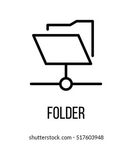 Folder icon or logo in modern line style. High quality black outline pictogram for web site design and mobile apps. Vector illustration on a white background.