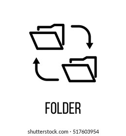 Folder icon or logo in modern line style. High quality black outline pictogram for web site design and mobile apps. Vector illustration on a white background.