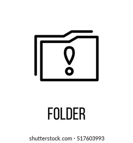 Folder icon or logo in modern line style. High quality black outline pictogram for web site design and mobile apps. Vector illustration on a white background.