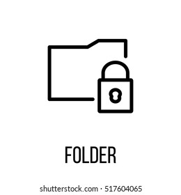Folder icon or logo in modern line style. High quality black outline pictogram for web site design and mobile apps. Vector illustration on a white background.