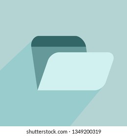 Folder icon in long shadow. Trendy flat style. Simple document folder vector design.  