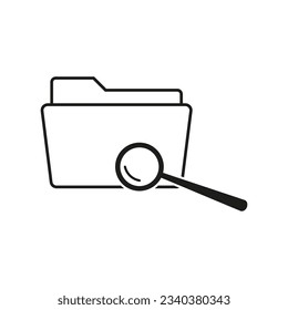 Folder icon. Folder with magnifying glass icon. File search symbol. Vector illustration. Eps 10.
