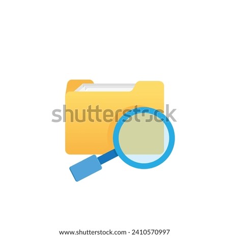 Folder icon with magnifying glass as user interface design for search option. Vector illustration. 