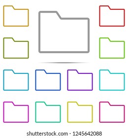 Folder icon in multi color. Simple outline vector of web, minimalistic set for UI and UX, website or mobile application