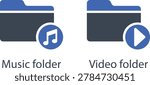 Folder icon for music and video files blue design vector illustration