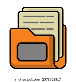 folder icon. office material icon. lineal color