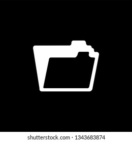 Folder Icon On Black Background. Black Flat Style Vector Illustration.