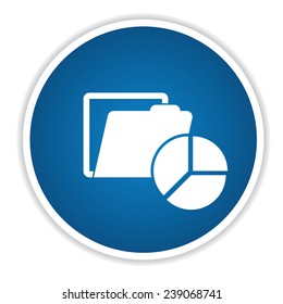 Folder icon on blue button,clean vector