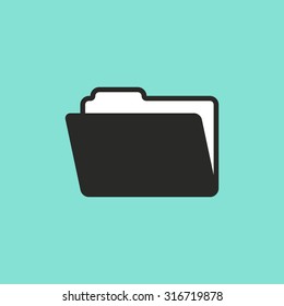 Folder  icon  on green background. Vector illustration.